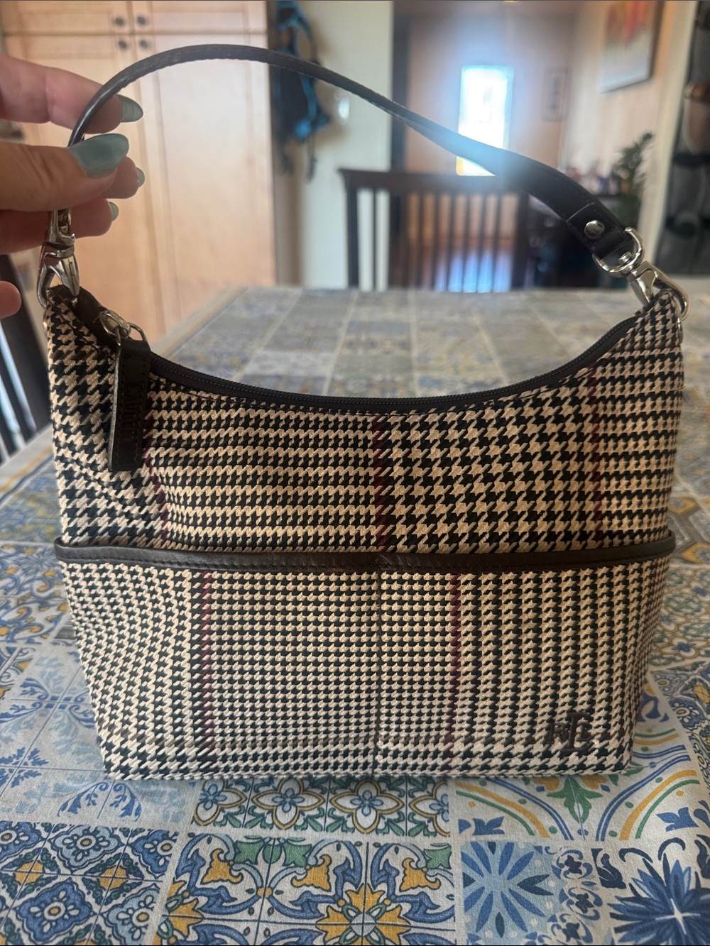 Ralph Lauren Houndstooth Plaid Mini shoulder Bag
